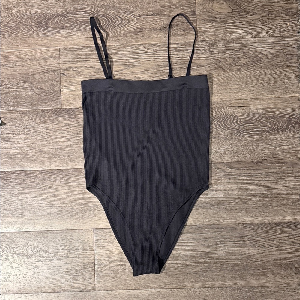 Garage Black Ribbed Bodysuit